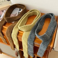 Autumn and Winter New Solid Color Long Knitted Wool Scarf Versatile Korean Style Thin Long Wool Warm Neck Scarf