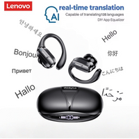 Bezprzewodowe słuchawki sportowe Lenovo XT80 z mikrofonami, sterowaniem przyciskami, wyświetlaczem LED, dźwiękiem Hi-Fi Stereo, aplikacją i tłumaczym AI.