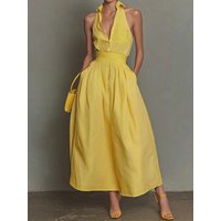 Casual Pocket Draped Simple Party Dresses Fashion Lapel Neck Button Waist Shirt Dress Woman Elegant Print Sleeveless Long Dress