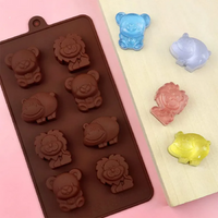 Cartoon Animal Bear Silicone Mold Fondant Cake Border Moulds Chocolate Ice Cube Cake Decorating Tools Kitchen Baking Accessories