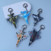 Simulation Airplane Shape Keyring Exquisite Camouflage Fighter Jet Model Key Chains Men Backpack Pendant