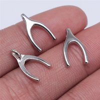 WYSIWYG 40pcs 15x8mm 4 Colors Wishbone Charm Good Wish Charm Wish Charm