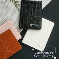 1PC Personalized Name Passport Holder Gold Monogram Passport Cover Customize Luxurious Chic Alligator Print Card Holder