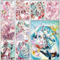 Anime H-Hatsune M-Miku Poster Self-adhesive Wall Mural Art Waterproof Sticker For Bar Room Decor High Quality Print Gift