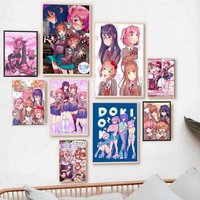 Doki D-Doki L-Literatuare Club Poster Sticky Posters Waterproof Paper Sticker Coffee House Bar Home Decor