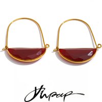 Yhpup New Arrivals Stainless Steel Moonstone Agate Hoop Earrings High Quality Fashion Gold Color Aesthetic Ear Jewelry