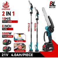 ONEVAN Brushless Electric Telescoping Pole Chainsaw High Branch Saw Oiler Garden Cutter Pruning Power Tool