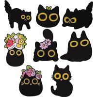 Cartoon black cat flowers Enamel Pins Fashion women's brooch black cat series Lapel Badges Jewelry Gift for Kids Friends