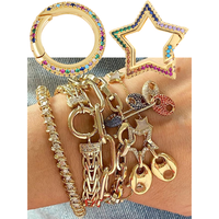 Juya Handmade Creative 18K Gold Plated Brass Screw Locks Carabiner Clasps Accessories For DIY Mesh Chains Pendant Jewelry Making