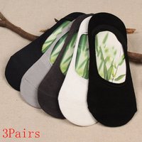 3 Pairs/Lot Men's Summer Bamboo Breathable Invisible Socks Low Cut Casual Cotton Boat Non-Slip No Show High Quality Sock