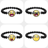 Funny Creative Epic Face Epic Face Meme Smile Face Patten Glass Dome Cabochon Glass Bead Bracelet Charm Jewelry Gift For Friends