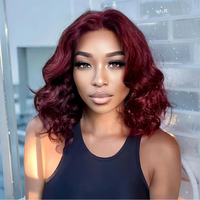 Indian Virgin Human Hair Honey Blonde 13x4 Loose Body Wave Lace Front Wig 99J Burgundy Color HD Lace Front Wig For Black Women