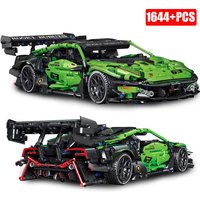 1:14 Technical Car Lambo Sport Model Building Blocks Green Super Speed Vehicle Bricks Assemble Toys For Boys Birthday Gifts