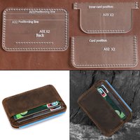 3pcs/ set Leather Handmade Craft Women Mini Card Case Pocket Wallet Sewing Pattern Acrylic Stencil Template Sewing with Holes