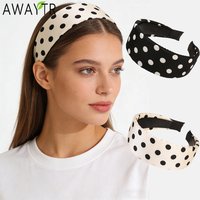 AWAYTR Large Satin Polka Dots Headbands Fashion Fabric Wide Edge Headband Plastic Hair Accessories For Women Trends