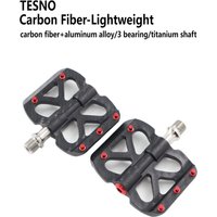 AliExpress TESNO Ultralight Carbon Fiber Bicycle Pedals with 3 Bearings MTB Road Bike Pedals Titanium Non-Slip Quick Release 14mm Universal