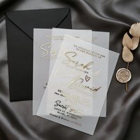 10PCS Vellum Paper Wedding Invitation with Foil, Personalized Wedding Invitations with Envelopes, Parchment Wedding Invitation