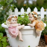 Pot Hugger Angel Statue Garden Fairy Plant Pot Hanger Resin Figurine Outdoor Flower Pot Decor Ornament for Yard Balcony Gift