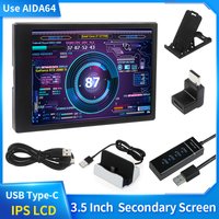 3.5 Inch Type-C Secondary Screen AIDA64 LCD Display CPU GPU RAM Monitoring Optional USB-C Base Sub-Screen for Mini ITX Case