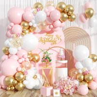 125Pcs Pink White and Gold Confetti Balloons Arch Set for Girls Birthday Baby Shower Wedding Bridal Shower Party Decorations