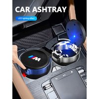 Creative Car Ashtray Suede With Lid LED Light Ashtray Storage Accessory For BMW E93 F10 F20 F30 F40 F15 F25 F26 F49 F86 M3 M5 X3