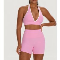 Women Gym Short Sportswear Two Pieces Fitness Yoga Set Breathable Quick Dry Outdoor Running Suit Female Slim Fit Workout Clothes