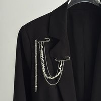 New Punk Hip-Hop Ccb Beads Chain Brooches for Women Multi-Layer Tassel Double Pin Brooches Suit Clothes Jewelry Accessories
