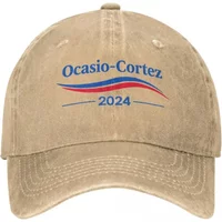 2026 Ocasio-cortez 2024 Unisex Baseball Caps Alexandria Ocasio Cortez AOC US Distressed Denim Washed Hat Retro Outdoor Golf Sun