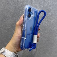 Three in one gradient suitable for iPhone 11 12 13 14 15 16 Pro Max phone case Plus hanging rope anti fall protective cover
