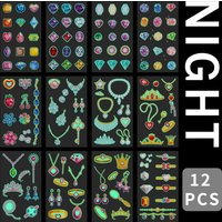 Luminous jewelryTemporary Tattoos for Girls - 12 Sheets Glow in The Dark jewelry Stickers Party Favors Decorations