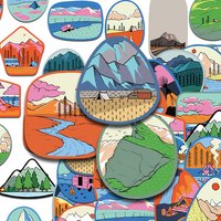 50pcs Cartoon Outdoor Camping Stickers Decals For Phone Laptop Scrapbook Suitcase Skateboard DIY Graffiti Waterproof Stickers