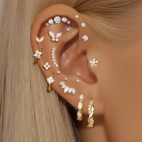 2PCS Stainless Steel Flat Head Tragus Helix Cartilage Piercing Crown Horse Eye Butterfly Stud Earrings For Women Claasic Jewelry