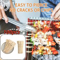 100pcs Disposable Bamboo Sticks, Skewers For Appetizers, Toothpicks For Appetizers, Food Sticks For Party Drinks Fruit BBQ
