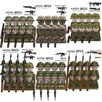 MOC Military Vietnam War Soldiers Figures Building Blocks US Army Officer Weapons Gun Camouflage Head Bricks Toys Kids Gif