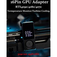 AIJS 16PIN Grahpic Card Adapter 180Degree 12vhpwr RTX4090/4080/4070 With Turbine Cooling/GPU Termperature Monitor Turning