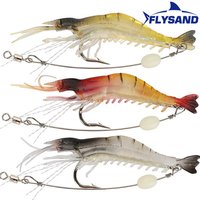 FLYSAND Shrimp Lure with Hooks Luminous Soft Fishing Lures Shrimp Bait Silicone Enticement Tackle Baits FlySand Fishing Tool