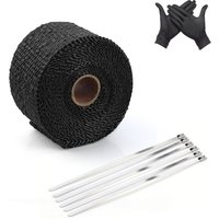 5M*5CM Black Titanium Motorcycle Exhaust Pipe Heat Resist Shield Fiberglass With Stainless Ties Wrap Tape