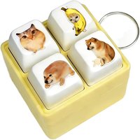 Voice Button Keychain Stress-relieving Sound Hanging Toy DIY Keyboard Keys Clicker Toy Cartoon Fidget Pendant Decor Gift Toys
