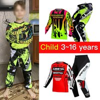 Youth Motocross Jersey Pant Kits name number customize children racing suit Enduro cross Off-road MX MTB green black blue orange