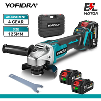 YOFIDRA 125 mm bürstenlose Winkelschleifer-Schneidemaschine, 4 Gänge, kabelloses Schneiden, Holzbearbeitung, Elektrowerkzeuge für Makita 18 V Akku-Pin