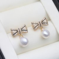 Natural Pearl Earrings Woman,Dangle Silver 925 Pearl Stud Earrings Wife Mother Anniversary Black
