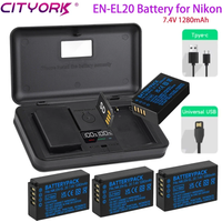 EN-EL20 EN EL20 battery 1280mAh EN-EL20a EN EL20a Battery with 2 Slots Charger for Nikon Coolpix P1000 P950 1 J1 1 J2 1 J3 1 S