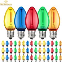 50Pcs C7 Led Outdoor String Lights Replace Light Bulbs 1W Multicolor Shatterproof Plastic E12 Candelabra Base For Backyard Party