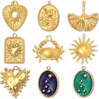 3pcs/Lot Stainless Steel Ginkgo Leaf Crab DIY Charm Enamel Star Sun Fish Necklace Pendant Woman Love Heart Jewelry Wholesale