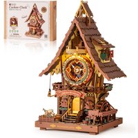 Robotime ROKR Cuckoo Clock Mechanical 3D Wooden Puzzle Pre-colored Wall Clock Building Block Kits Home Decor Unique Gif for Men