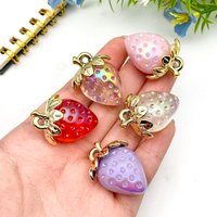 4/8pcs Juicy 3D Strawberry Charms – Create Adorable DIY Jewelry! (Perfect for Summer Accessories & Gift Making)