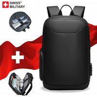 SWISS MILITARY Travel Backpack Men Business Backpack Expandable USB Bag 15.6 Laptop Waterproof Password lock anti-theft Backpack