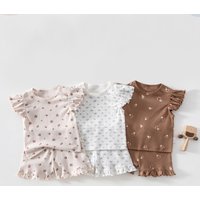 9M-4T Kids Pajamas Suit Pure Cotton 2Pcs Girls Sleep Wear Hollow Out Kids Girls Indoor Clothing Suit