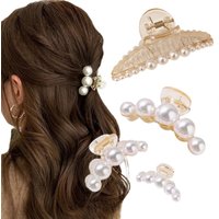 Half-Up Hair Metal Small Side Hair Clip Imitation Pearl Texture Elegant Back of the Head Shark Clip Hair Accessory