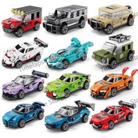 NEW DIY Four Grid Racers Racing Car Pull Back Speed Vehicle Building Blocks Kit Boys Bricks Movie Model Toy City Ideas